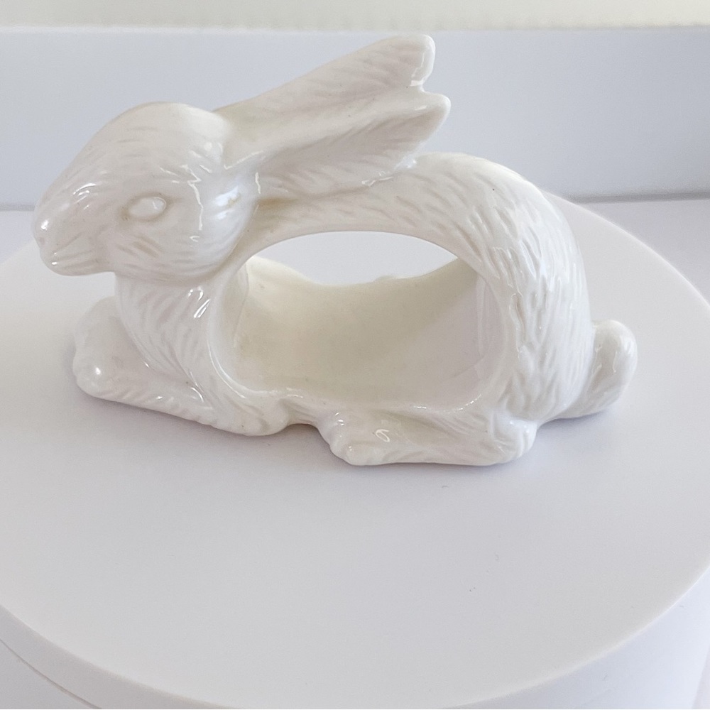 Vintage Shafford White Porcelain Bunny Napkin Holders Set- 4 Easter Cottagecore - Picture 4 of 8